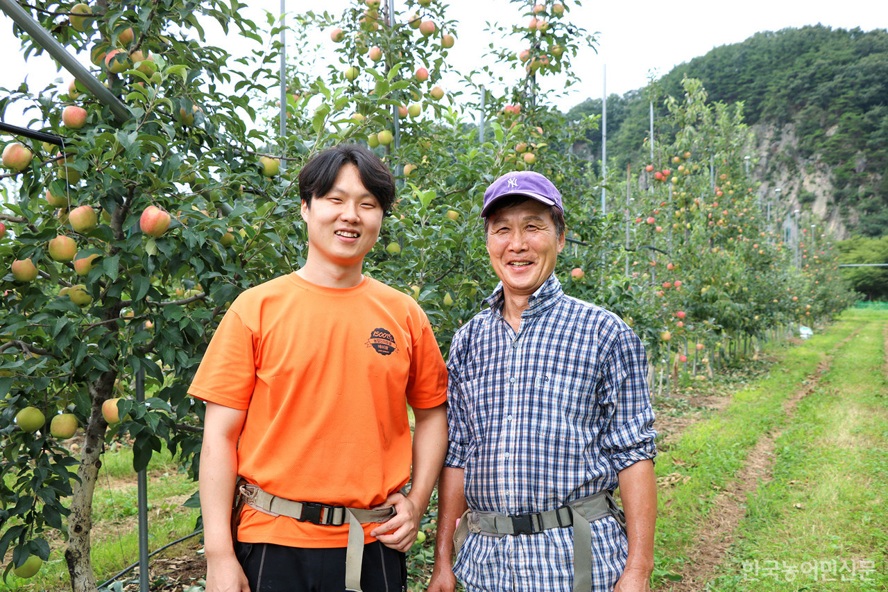 김영제, 김동현 씨 부자는 충북 보은군에서 파란농원을 운영하며 사과 4000평, 대추 1000평 농사를 짓고 있다. 한해 수확한 사과는 약 20톤으로 전량 직거래로 판매되고 있다.