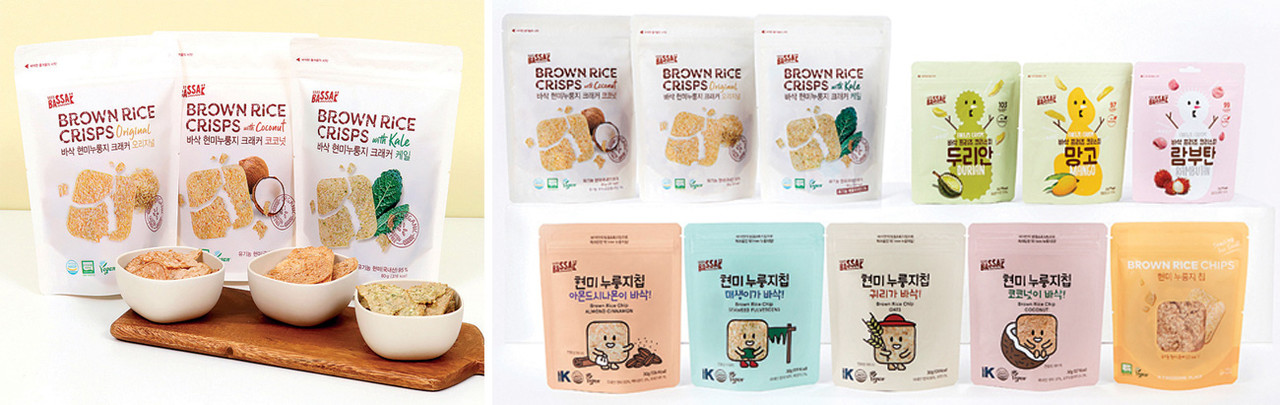 Nossos populares biscoitos crocantes de arroz integral nurungji e produtos em geral. 