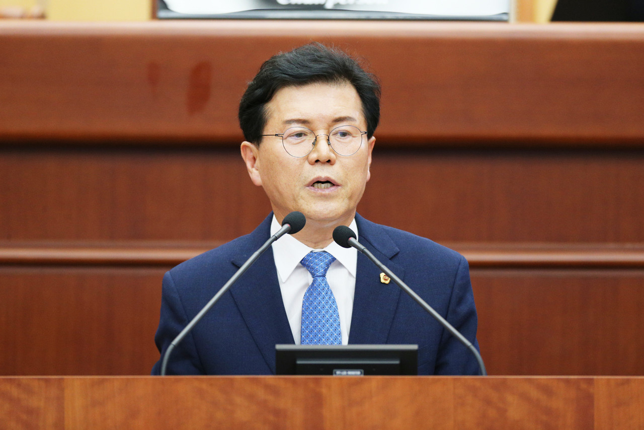 박용근 전북도의원이 지난 14일 제402회 임시회 제1차 본회의에서 5분 발언을 하고 있다.