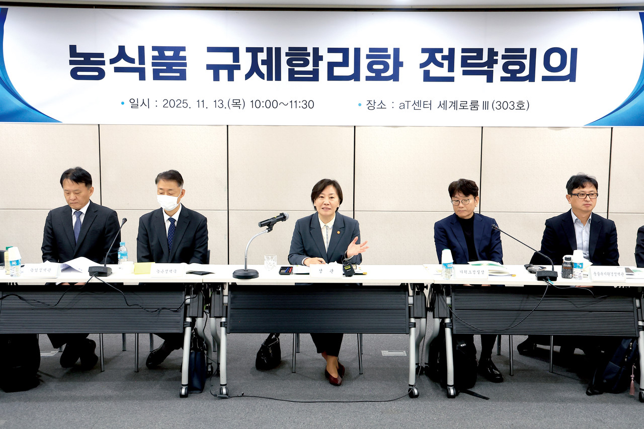 송미령 장관이 주재한 이번 회의에는 농식품 업계, 지방정부, 민간 전문가 등 20여명이 참석해 국민 체감형 규제 합리화 방안을 논의했다. 사진=농식품부