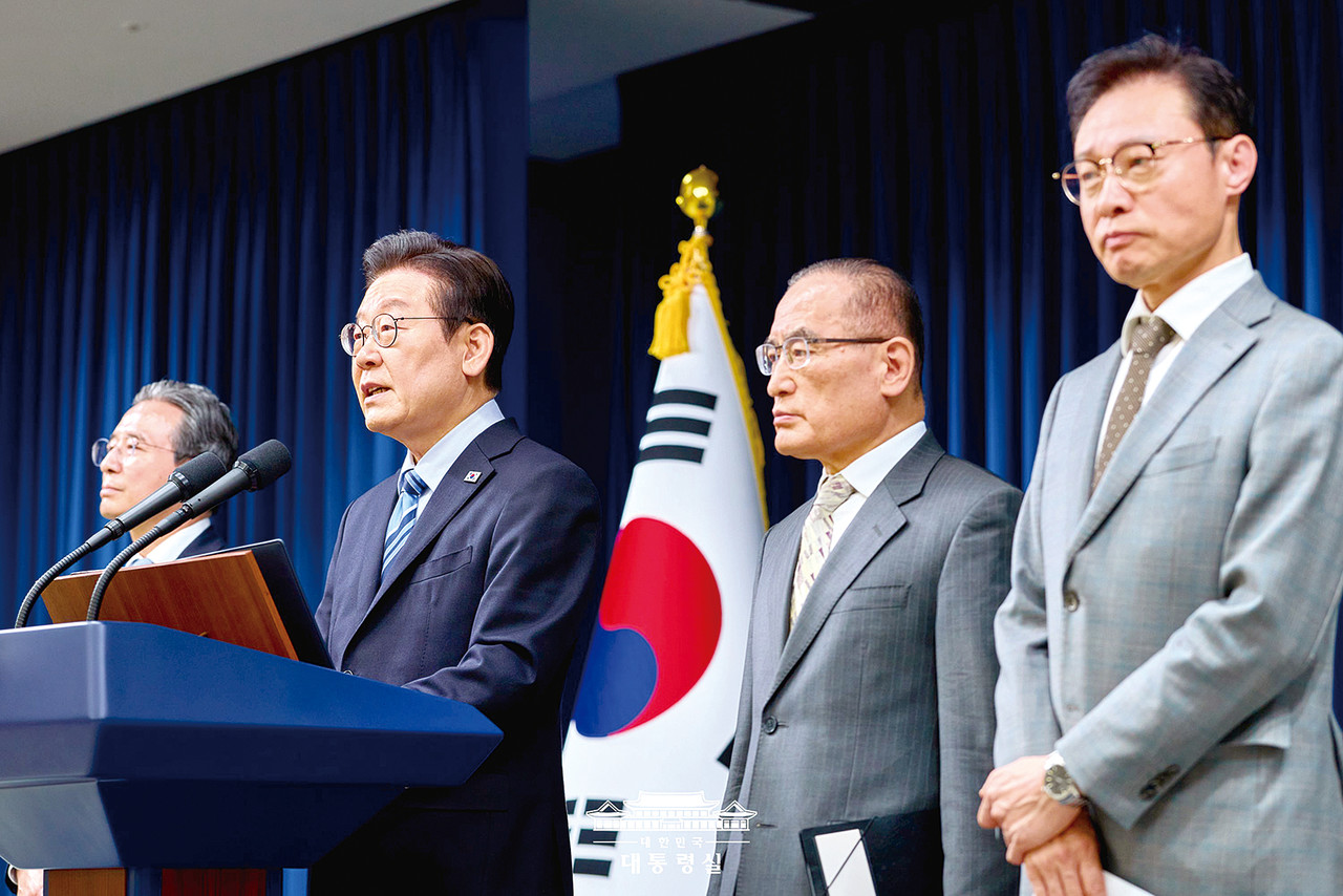 이재명 대통령이 14일 팩트시트 발표 기자회견을 진행했다. 사진=대통령실