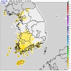 2월 10~11일 전국 누적강수량